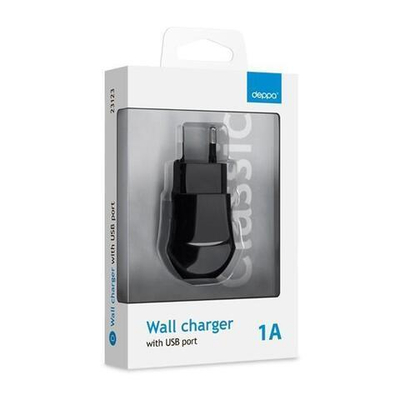 Сетевое зарядное устройство Deppa Wall charger (23121) 5W 1A с разъемом mini USB (чёрный)