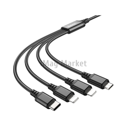 Зарядный кабель Hoco X76, USB-A - 2xLightning/micro-USB/Type-C, 2A, 10W, 1 м, черный
