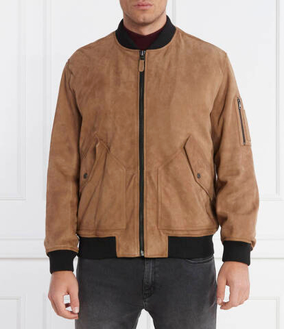 Кожаная куртка бомбер Leato HUGO - коричневый(50510575)