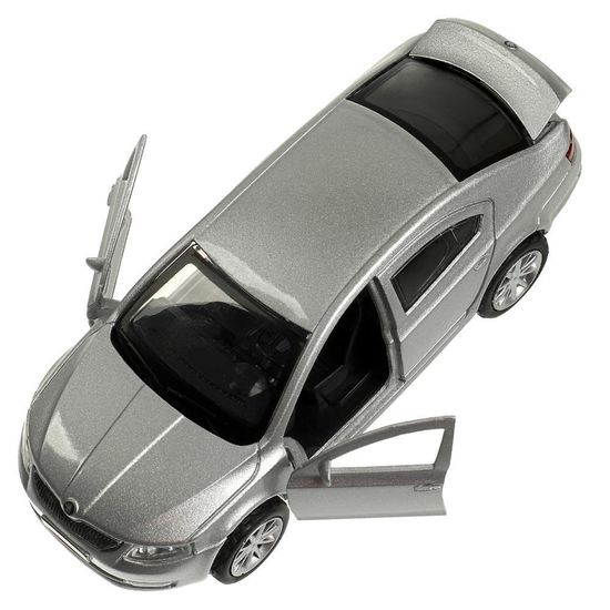 Машина металл SKODA OCTAVIA 12 см, двери, багаж, инерц. серебристый  кор. Технопарк в кор.2*36шт
