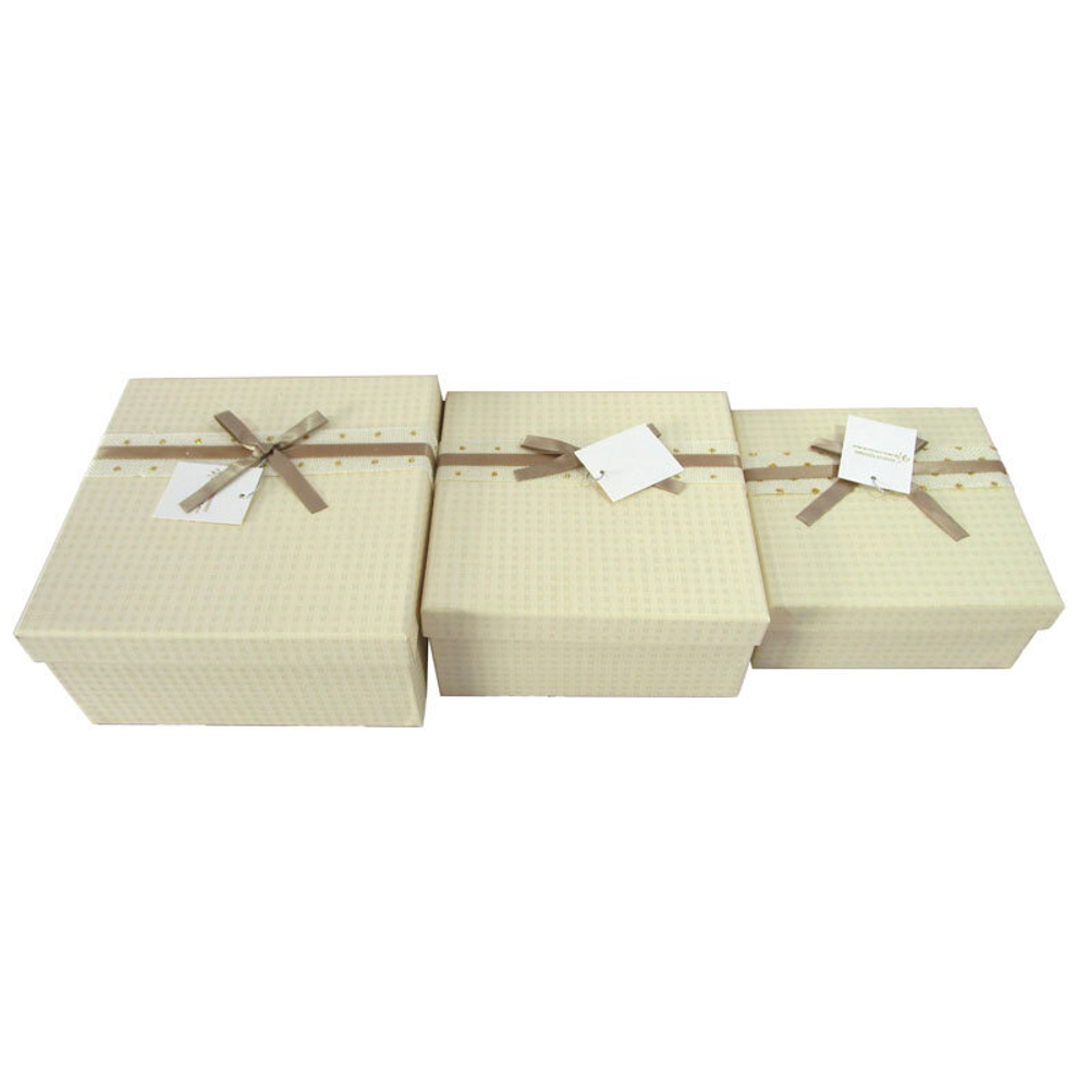 Подарочная коробка "Нежный с бантом в точку", Молочный размер 1 (15*15*6 см)