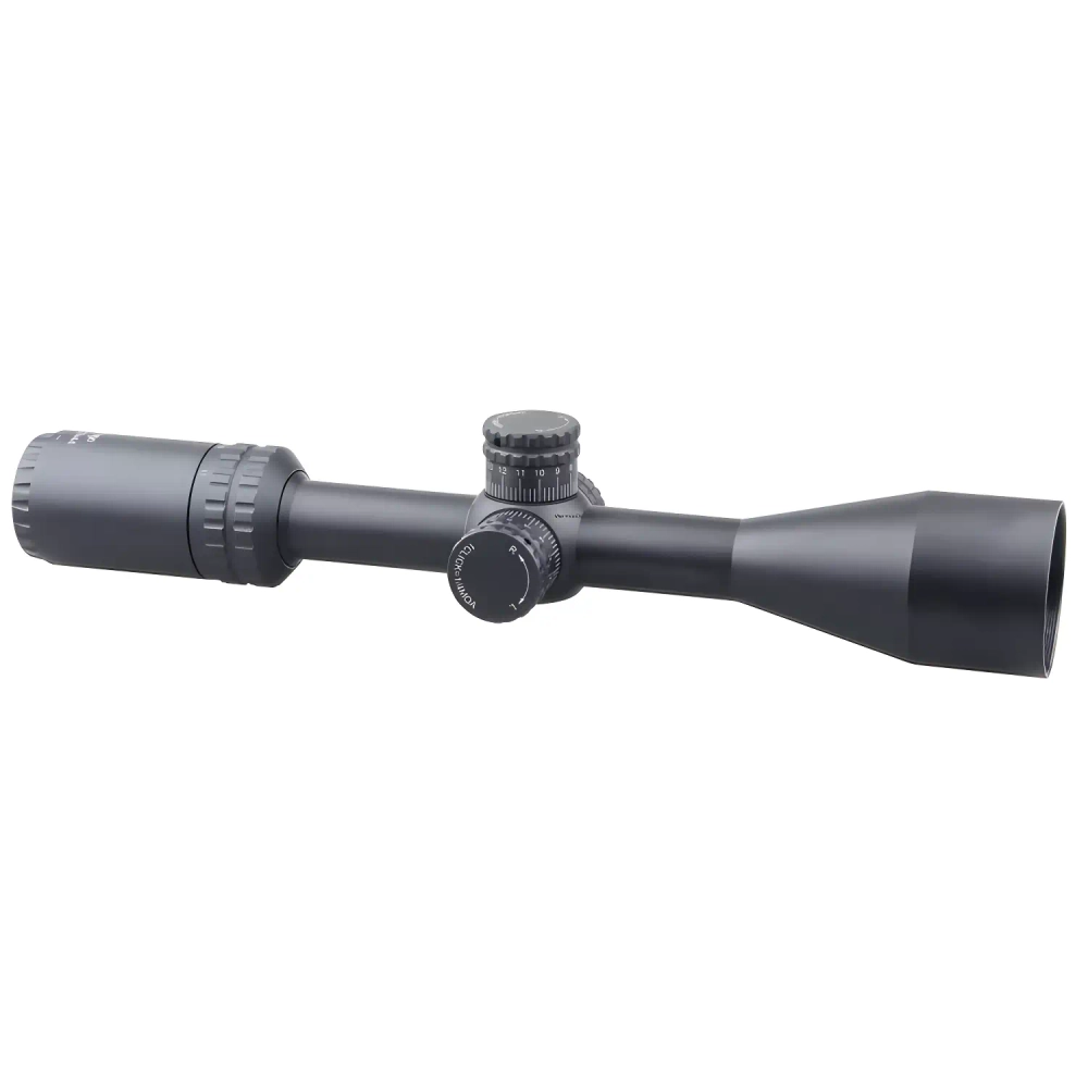 Оптический прицел Vector Optics HUGO 3-12x44 (SCOM-30) вид сбоку с объективом и регулировочными кольцами