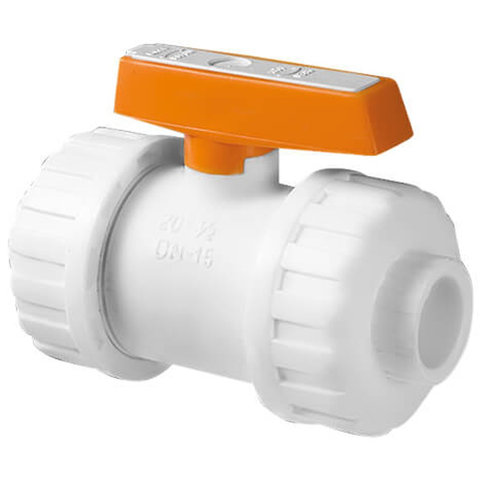 Шаровый кран полипропиленовый PPRC 25 для агрессивных сред, белый (уп. 1 шт)