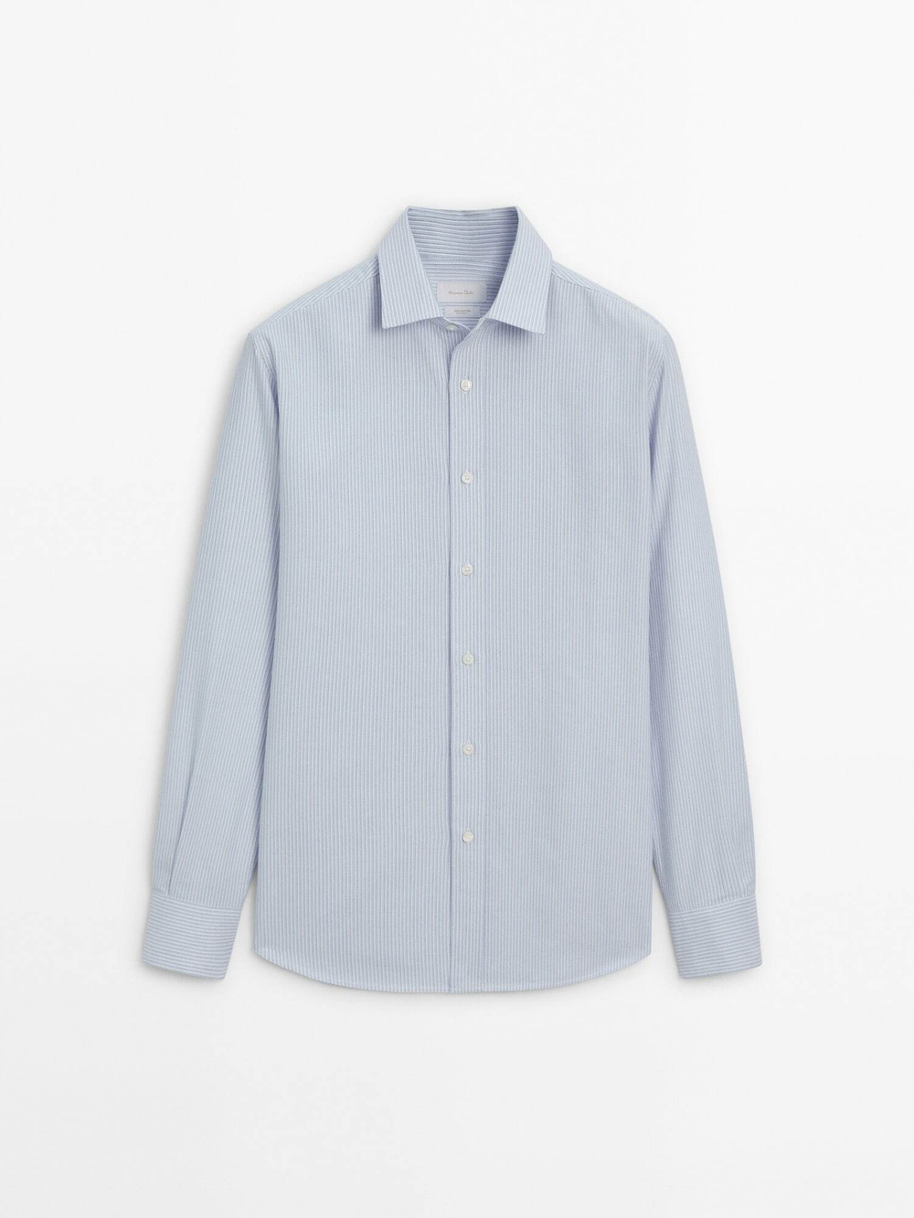Massimo Dutti Рубашка оксфорд классического кроя в полоску, голубой