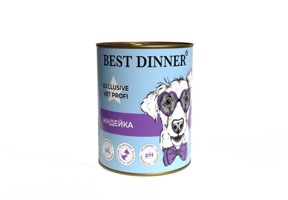 Best Dinner Эксклюзив Vet Profi для собак  -Консервы  Urinary &quot;Индейка с картофелем&quot; Exclusive VET PROFI - 0,34 кг