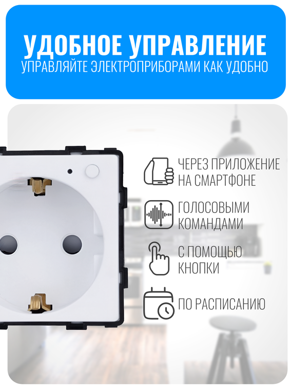 Умная ZigBee розетка с заземлением Smart Aura серия Classic без рамки