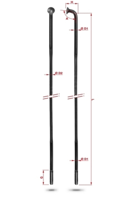 Спица Rodi Double Butted Oxidised, черный, без ниппеля, 2,0x1,8x2,0X271mm