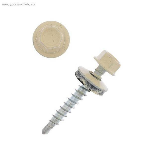 Саморез кровельный 4,8*35мм RAL 1014 бежевый (слоновая кость) (200шт)