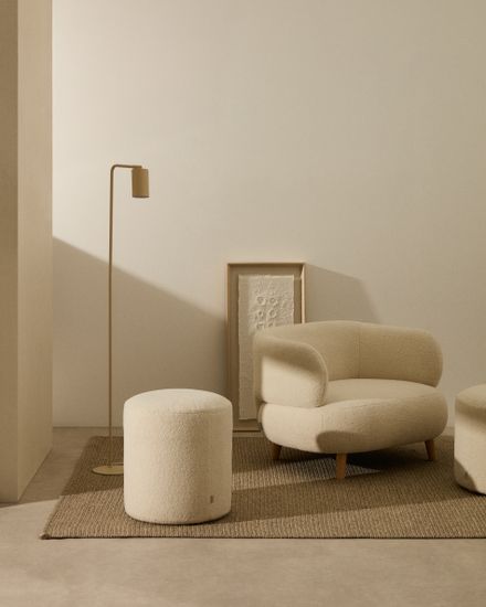 Чехол на пуф Kaeli из экрю букле Ø 43 см