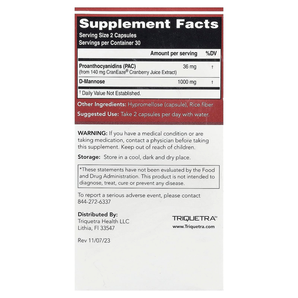 Triquetra Health, CranEaze®, экстракт клюквенного сока, 60 капсул