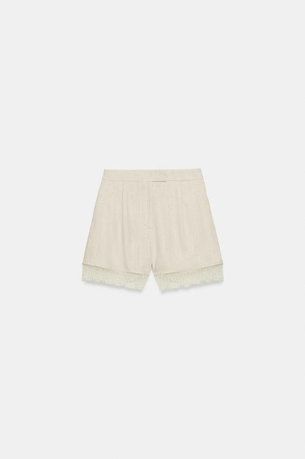 ZARA ШОРТЫ С КРУЖЕВНОЙ ОТДЕЛКОЙ, СВЕТЛО-БЕЖЕВЫЙ