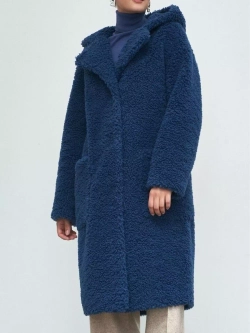 Шуба чебурашка тедди из экомеха, синяя, Северина