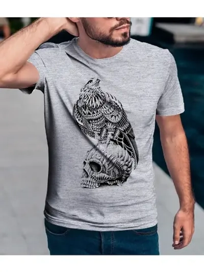 Мужская Футболка Ястреб на черепе/с принтом на/с Ястребом