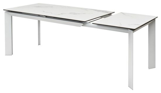 Стол CREMONA 140 HIGH GLOSS STATUARIO Белый мрамор глянцевый, керамика/ белый каркас