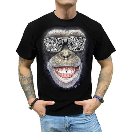 Футболка Обезьяна в очках с пирсингом (S / Металлический пирсинг)