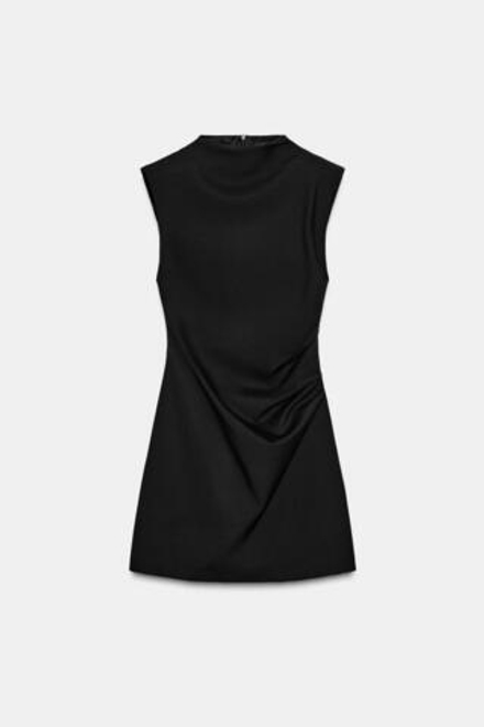 ZARA КОРОТКОЕ ПЛАТЬЕ С ПОДПЛЕЧНИКАМИ, ЧЕРНЫЙ