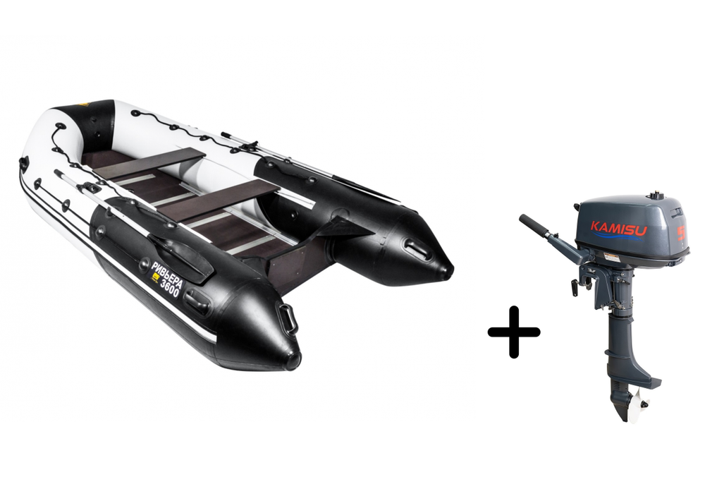Ривьера 3600 СК слань+киль МАКСИМА + KAMISU T 5 BMS (комплект лодка + мотор)