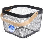 Корзина для хранения металлическая с деревянной ручкой «ФАРГО», цвет чёрный, 24*24*18см✦