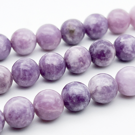 Лепидолит бусины, диаметр около 9,9-10,2 мм, цена за 9 шт (1/4 нити)