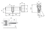 Цилиндровый механизм Apecs SM-120(45/75C)-C-NI