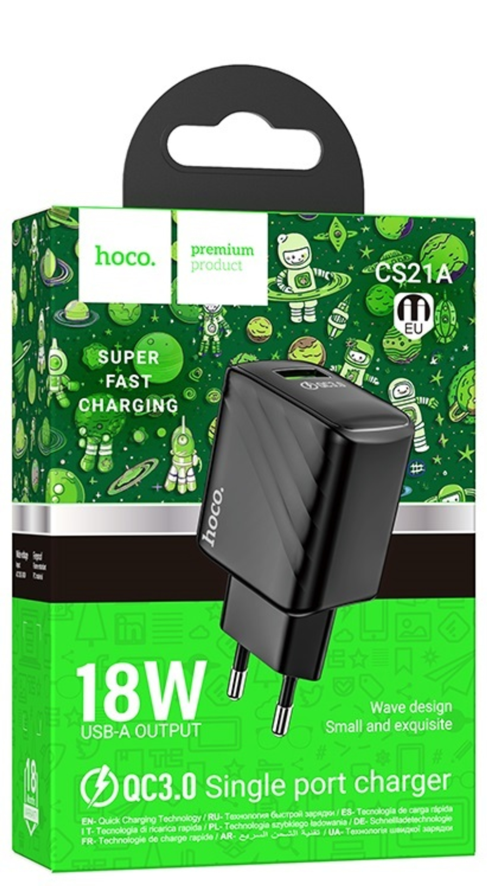 Сетевой адаптер питания HOCO CS21A QC 3.0 18W (черный)