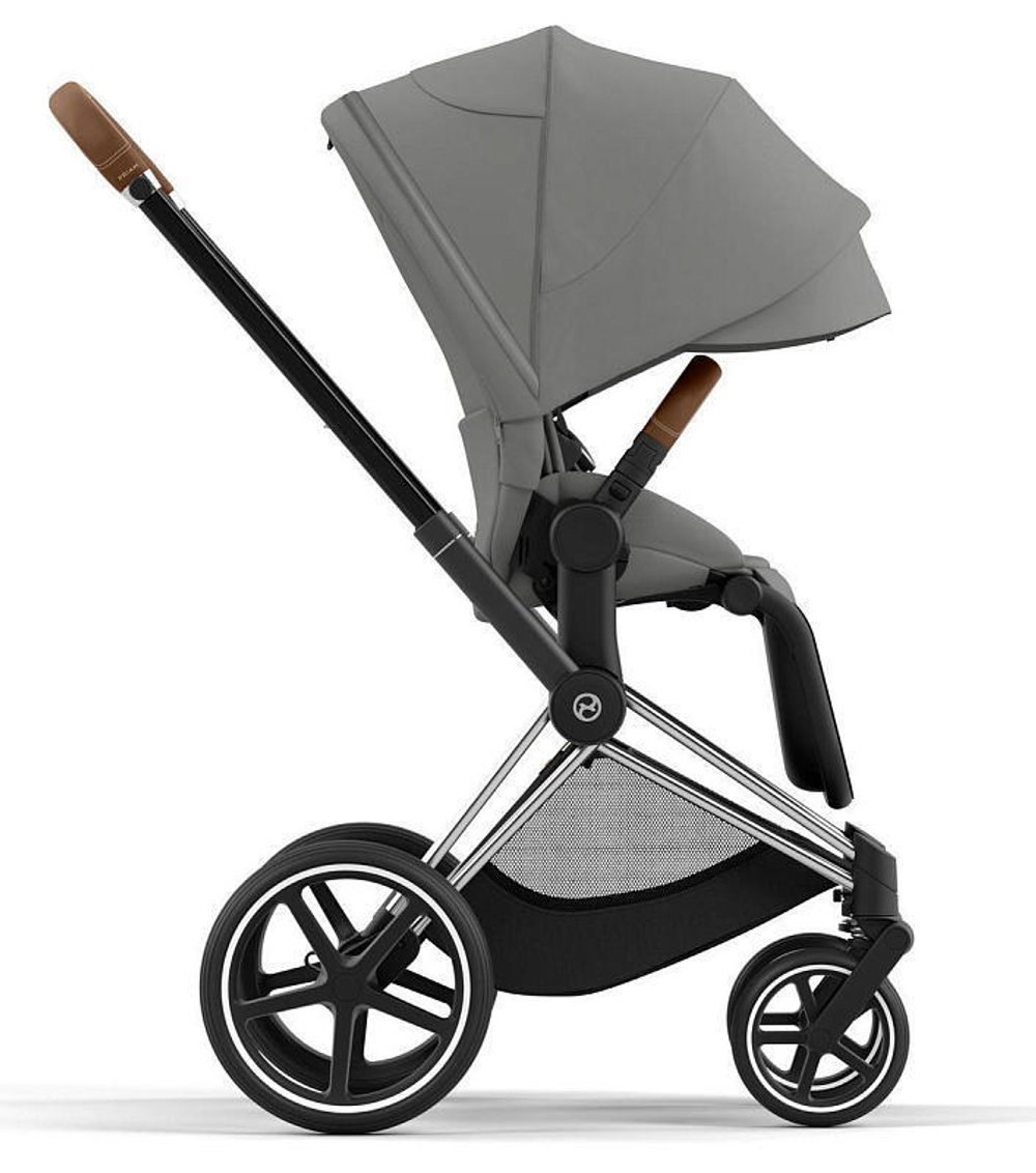 Коляска 3 в 1 Cybex Priam IV Chrome Brown complete и автокресло Cloud T i-Size Platinum White Plus Mirage Grey