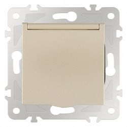 Розетка влагозащищенная с заземлением и со шторкой с крышкой Arte Milano am-203 203.41-1.shampan