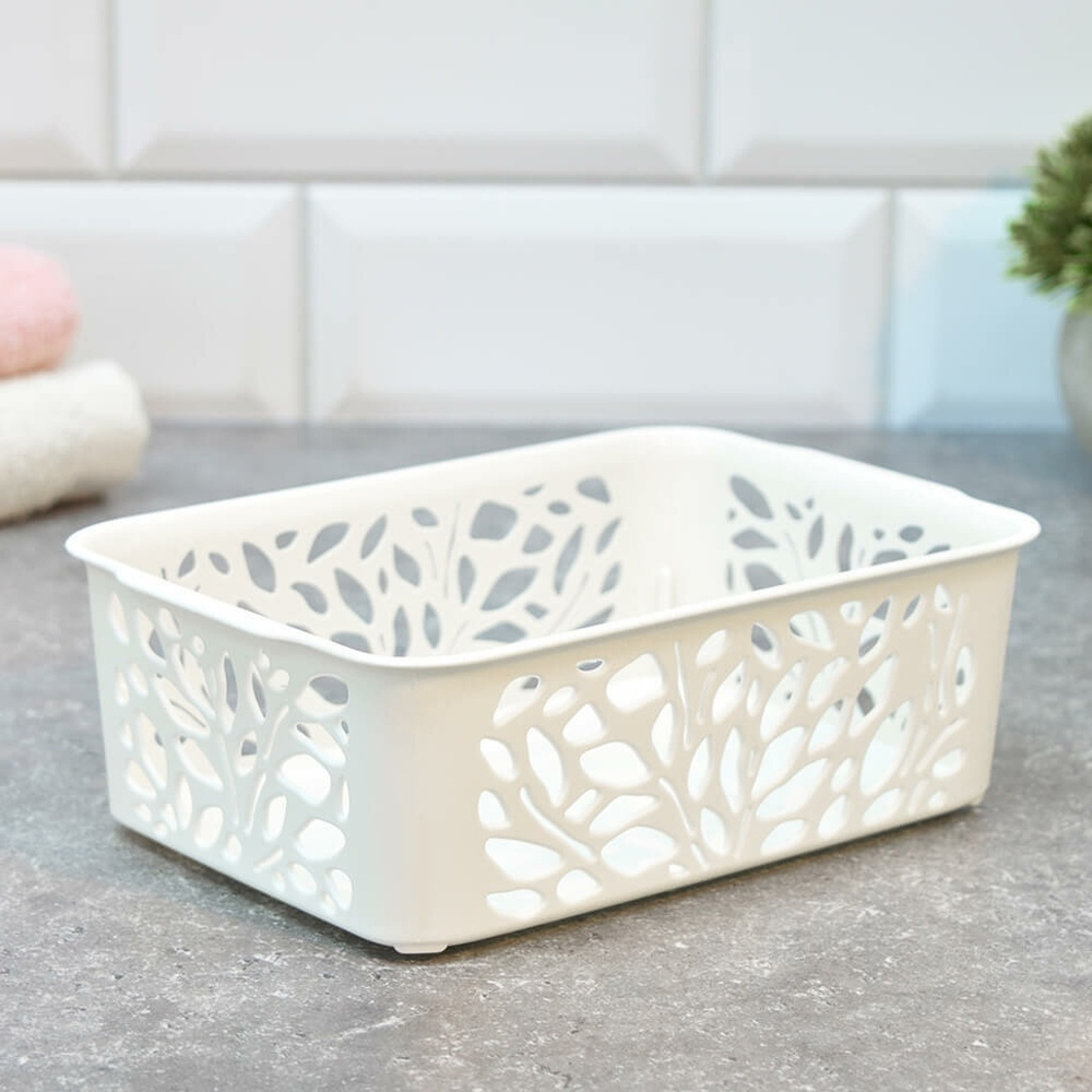 Корзина 1,2л "Leaves" 184*127*62мм, молочный