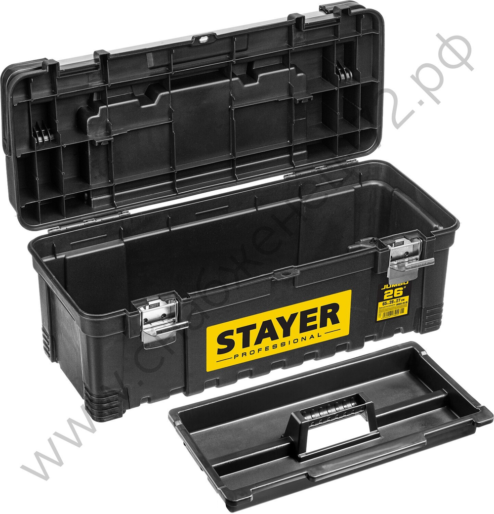 STAYER JUMBO-26, 650 x 280 x 270 мм, (26″), пластиковый ящик для инструментов, Professional (38003-26)