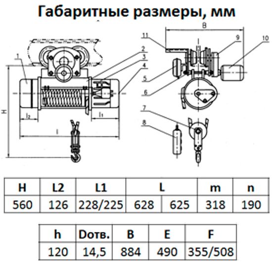 Таль электрическая TOR ТЭК (CD) г/п 0,5 т 6 м