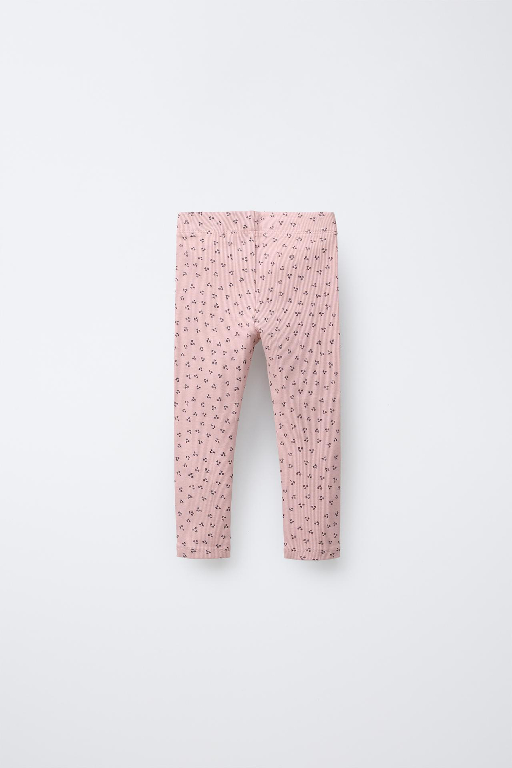 ZARA ЛЕГИНСЫ ИЗ ТРИКОТАЖА В РУБЧИК С ПРИНТОМ, ЦВЕТ РОЗОВОГО ДЕРЕВА