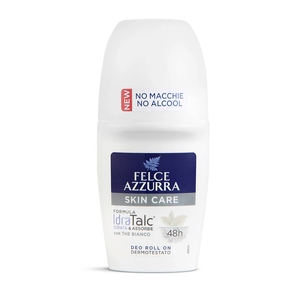 Felce Azzurra Шариковый дезодорант-антиперспирант «Уход за кожей» с Белым чаем Deo Roll On Skin Care 50 мл