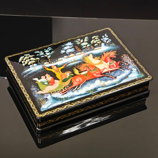 Шкатулка "Тройка" с ручной росписью Палех 30х22 см