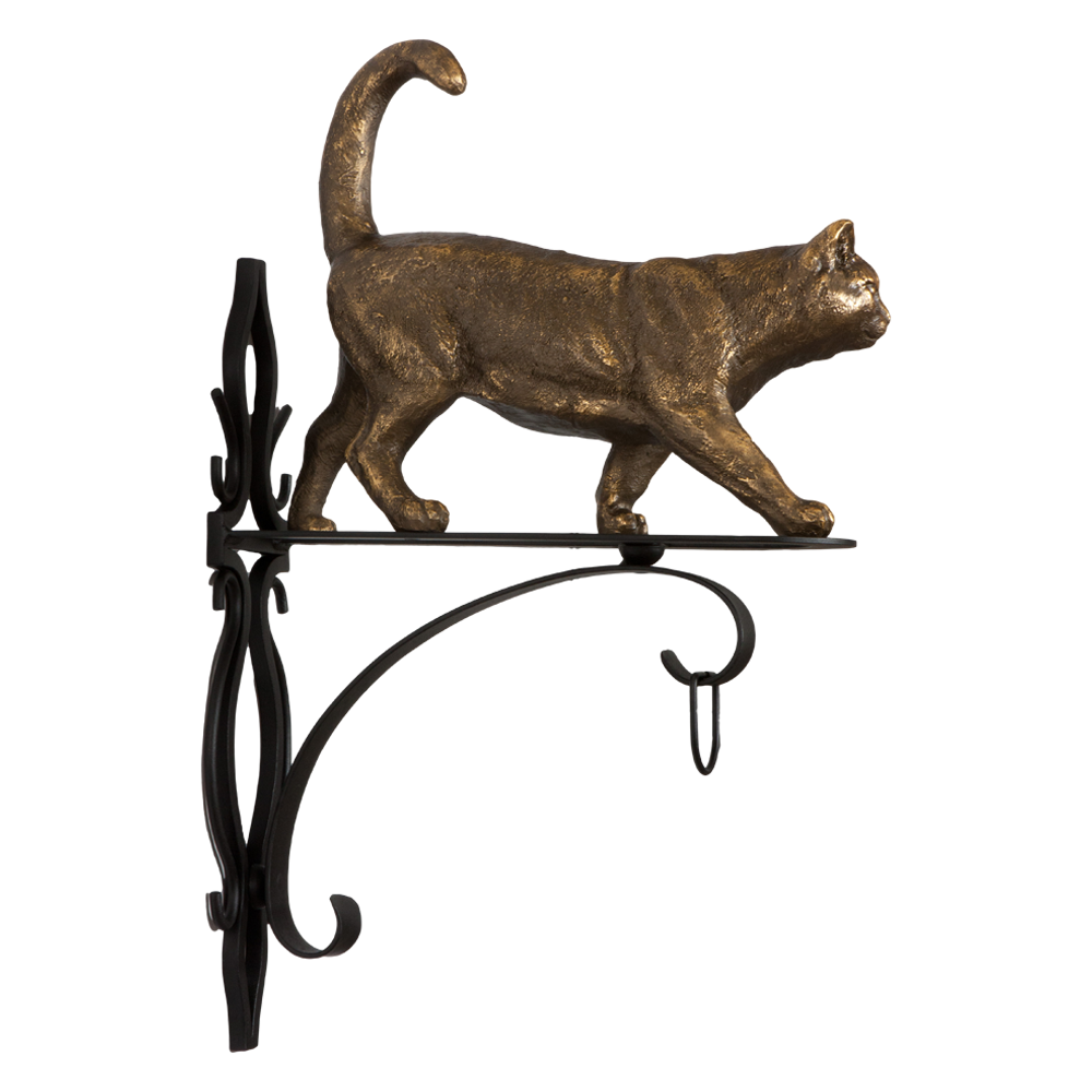 Кронштейн для цветов Кот Welcome Бронза