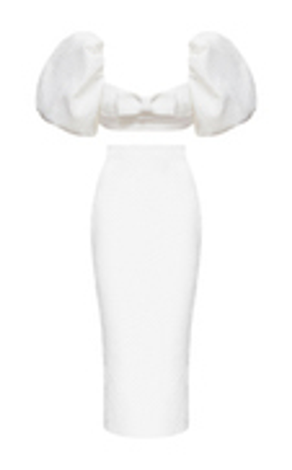 Блуза-топ с бантом и объемными рукавами из жаккарда