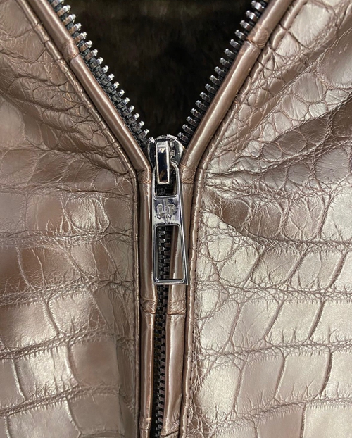 Бомбер Loro Piana с мехом со вставками кожи крокодила