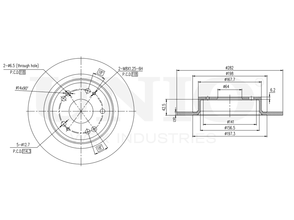 Диск тормозной задний UNIO BRD-20479