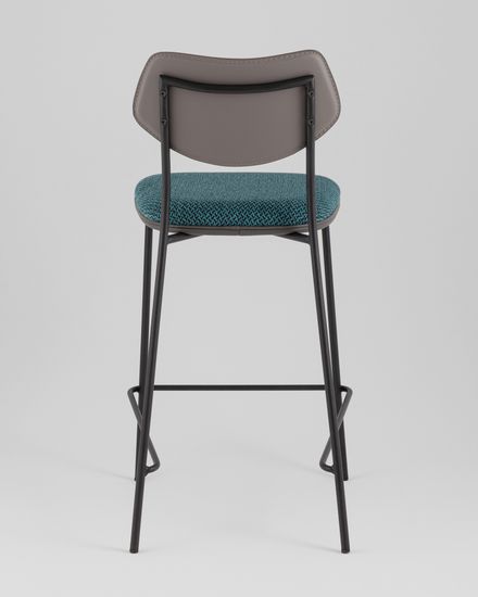 Стул полубарный Casey темно-бирюзовый с серой экокожей