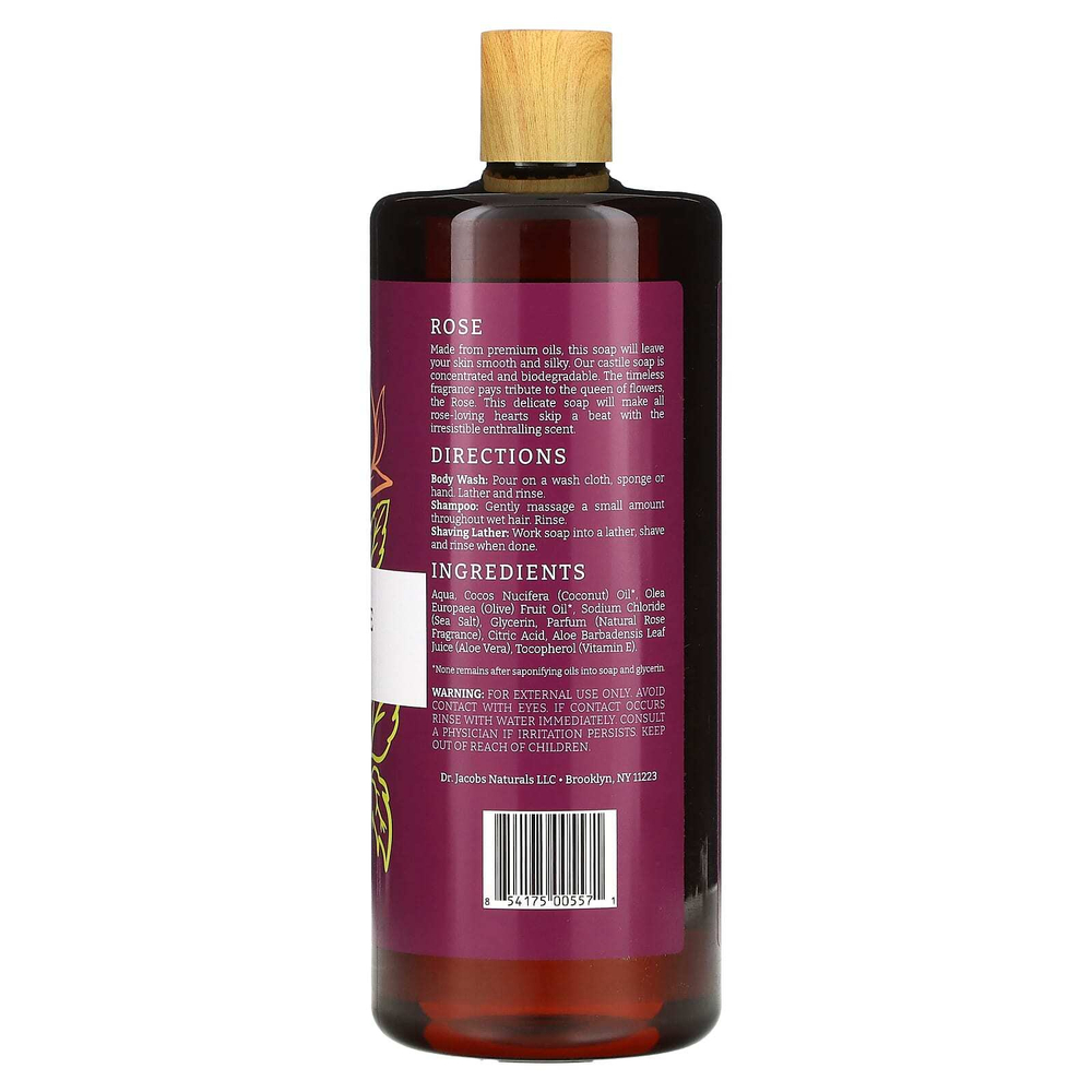 Dr. Jacobs Naturals, кастильский гель для душа на растительной основе, омолаживающая роза, 946 мл (32 унции)