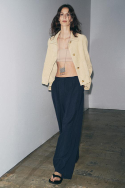 ZARA БРЮКИ ИЗ ЛЕГКОЙ ТКАНИ СО СКЛАДКАМИ — ZW COLLECTION, МОРСКОЙ СИНИЙ