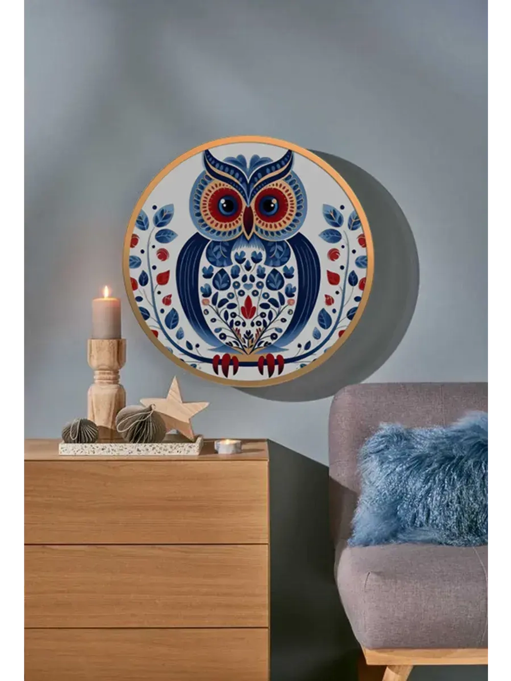 Круглая металлическая фоторамка 55 см, золото