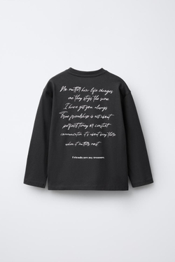 ZARA ЛОНГСЛИВ С ФОТОПРИНТОМ «БАЛЕТ», АНТРАЦИТОВО-СЕРЫЙ