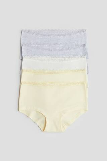 H&M Набор из пяти хлопковых трусиков, светло-желтый