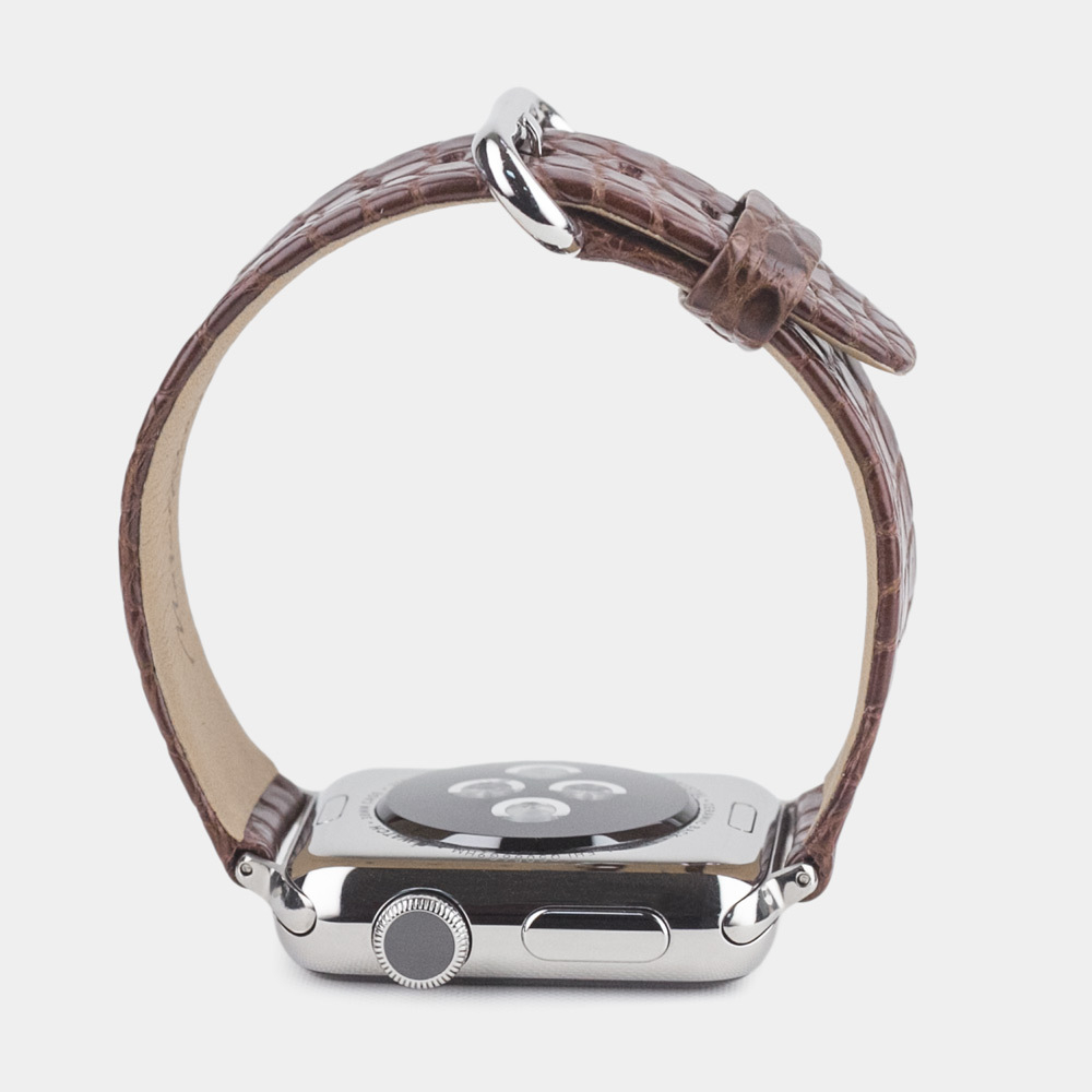Ремешок для Apple Watch 44/45/46 mm из кожи аллигатора, коричневого цвета