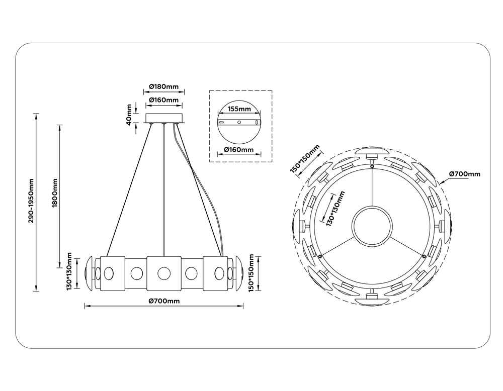 LH31030 GR/SM серый/дымчатый 72W 3000K D700*150