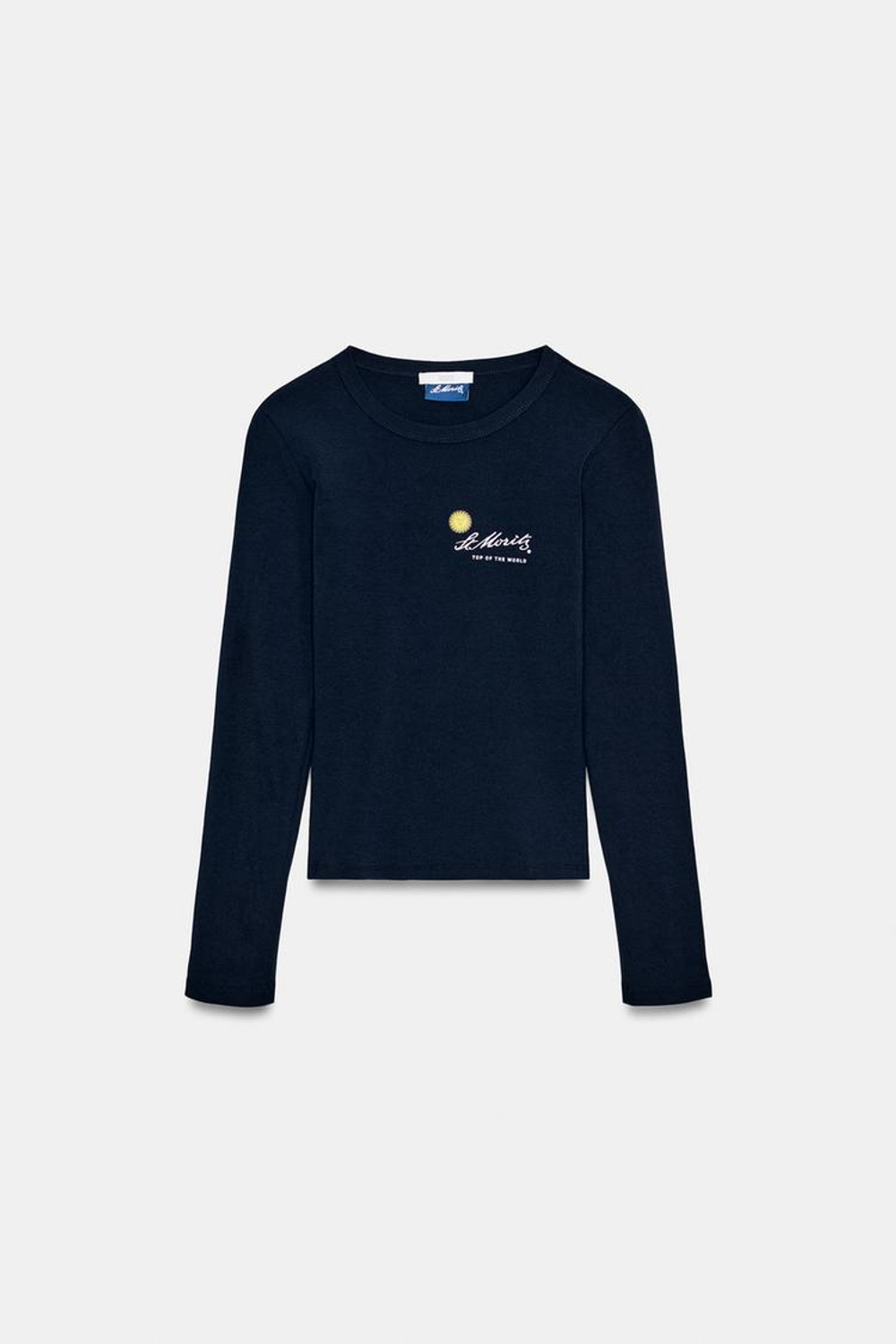 ZARA ФУТБОЛКА С ВЫШИВКОЙ ST. MORITZ®, МОРСКОЙ СИНИЙ