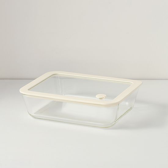 Контейнер для запекания и хранения стеклянный с вакуумным эффектом, 1,4 л, молочный