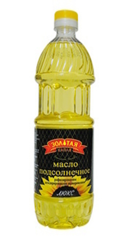 Масло подсолнечное рафинированное "Золотая капля Люкс" 850мл. Минский МЗ