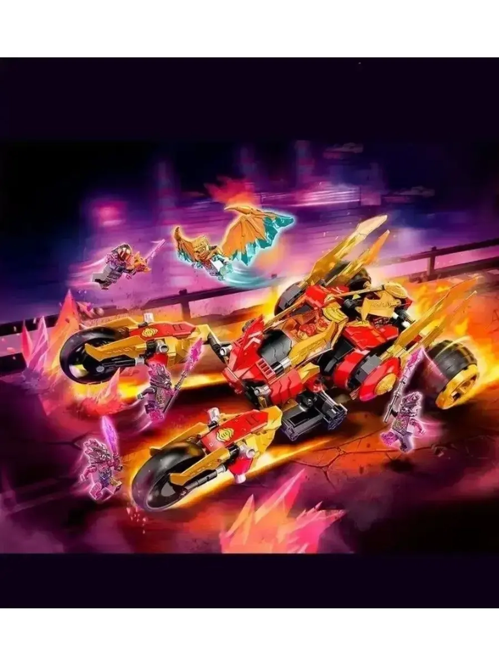 Конструктор Ниндзя Багги Кая Золотой дракон 624 детали 7013