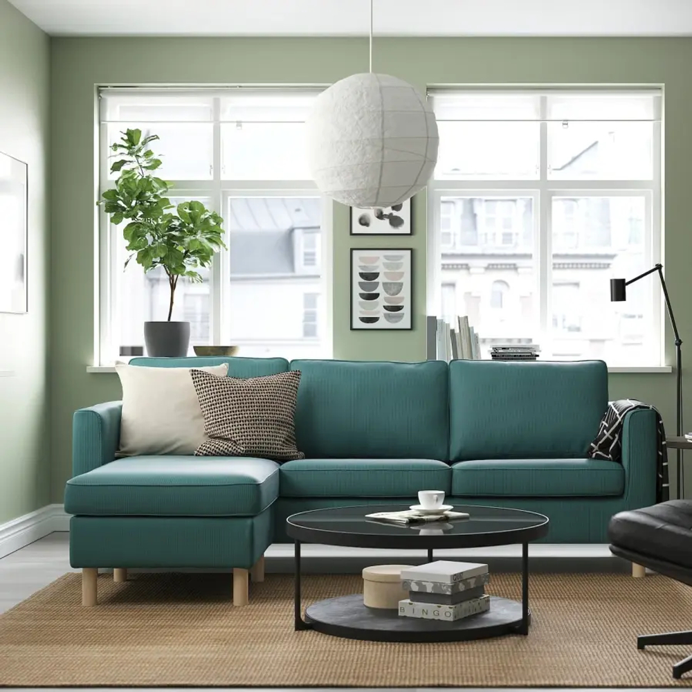 3-местный диван с оттоманкой - IKEA PÄRUP/PARUP/ПЭРУП ИКЕА, бирюзовый